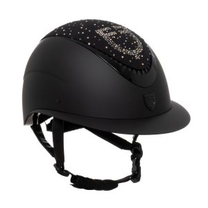 Casque d’équitation EQUESTRO Proxima mat à visière large & logo strass