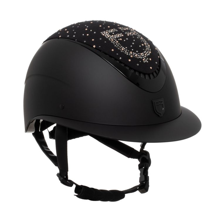 Casque d’équitation EQUESTRO Proxima mat à visière large & logo strass – Image 2