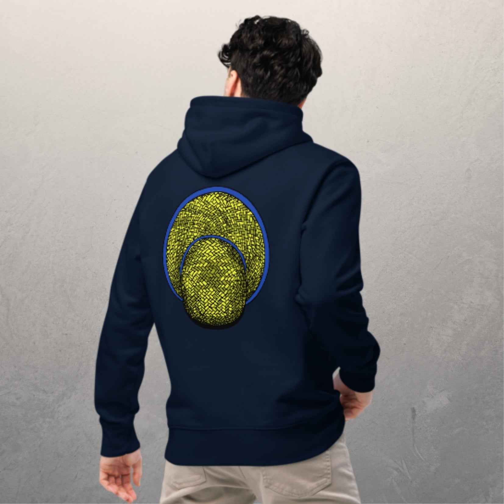 Sweat à capuche en coton biologique unisexe - 350g/m² - Le Chapeau cambodgien bleu – Image 5