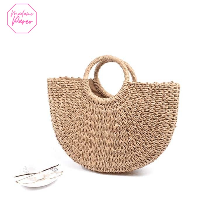 Sac de plage en paille demi lune
