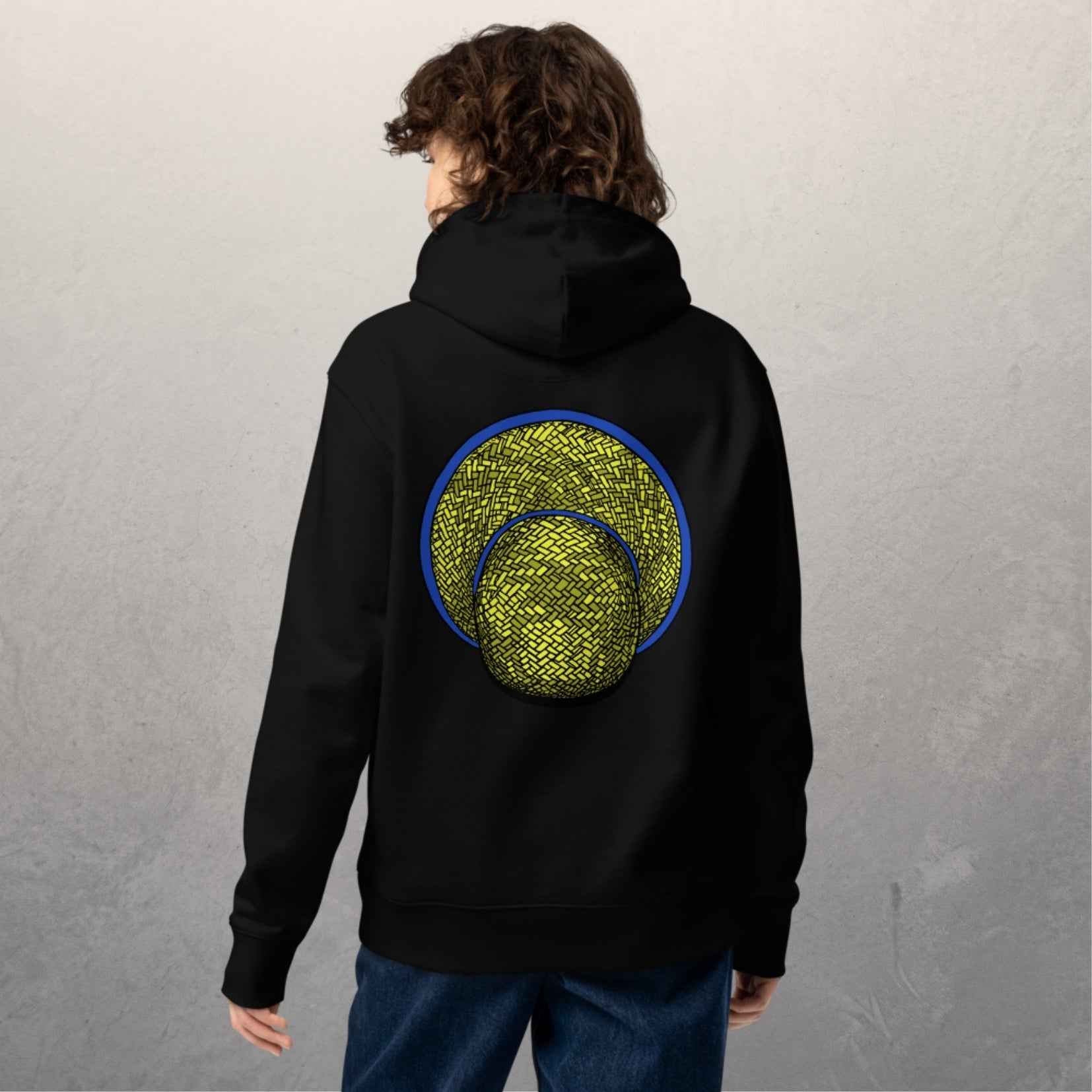 Sweat à capuche en coton biologique unisexe - 350g/m² - Le Chapeau cambodgien bleu – Image 6