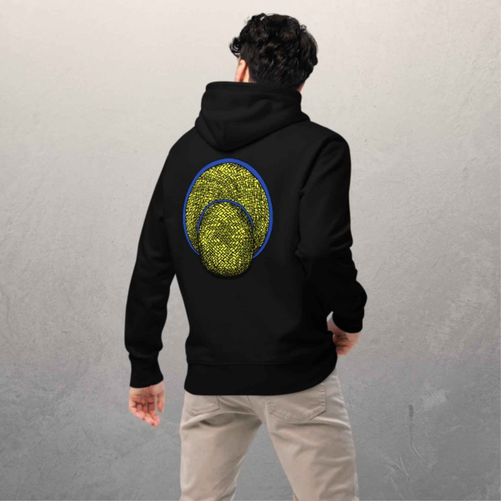 Sweat à capuche en coton biologique unisexe - 350g/m² - Le Chapeau cambodgien bleu – Image 4