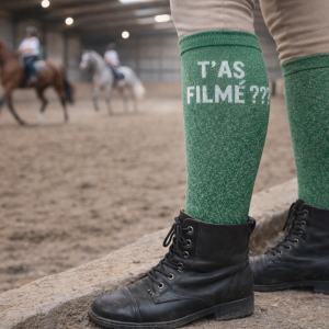 Chaussettes d’Équitation Paillettes à Slogan – Qualité Premium – T’as filmé ?