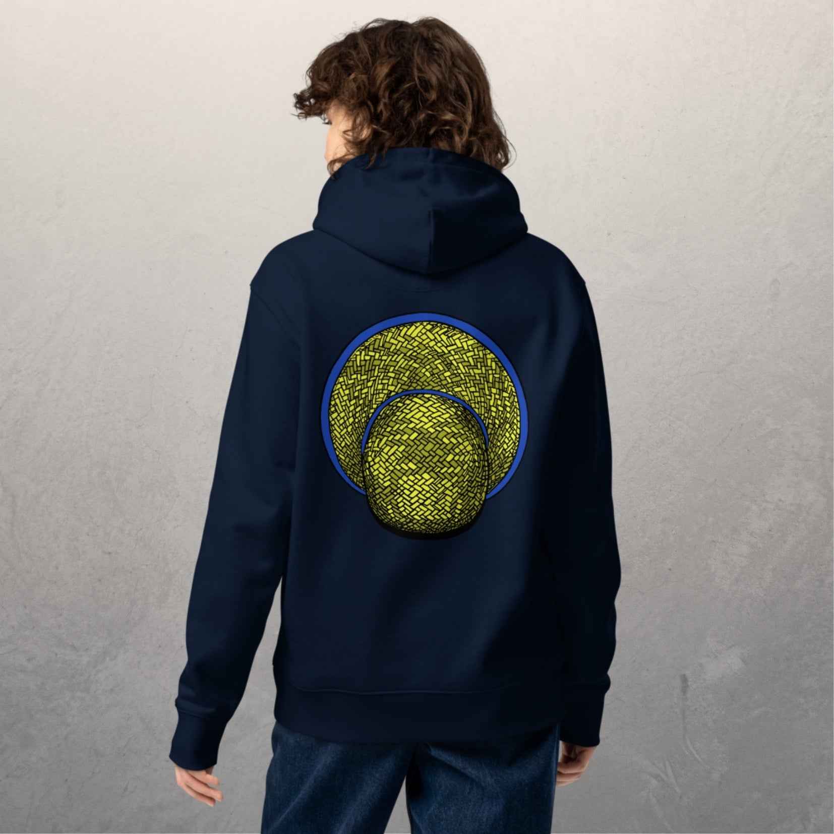 Sweat à capuche en coton biologique unisexe - 350g/m² - Le Chapeau cambodgien bleu – Image 3