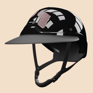 Casque d’équitation Armet Flexon Star Édition Limitée – Visière Angel, noir brillant et grilles rose clair