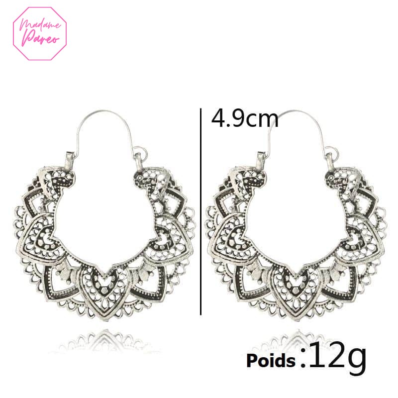 Boucles d’Oreilles Ethniques Argentées – Image 9