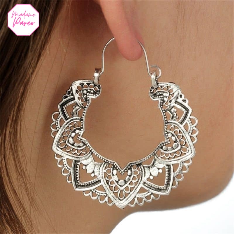 Boucles d’Oreilles Ethniques Argentées