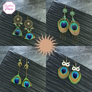 Boucles d’Oreilles Plumes de Paon