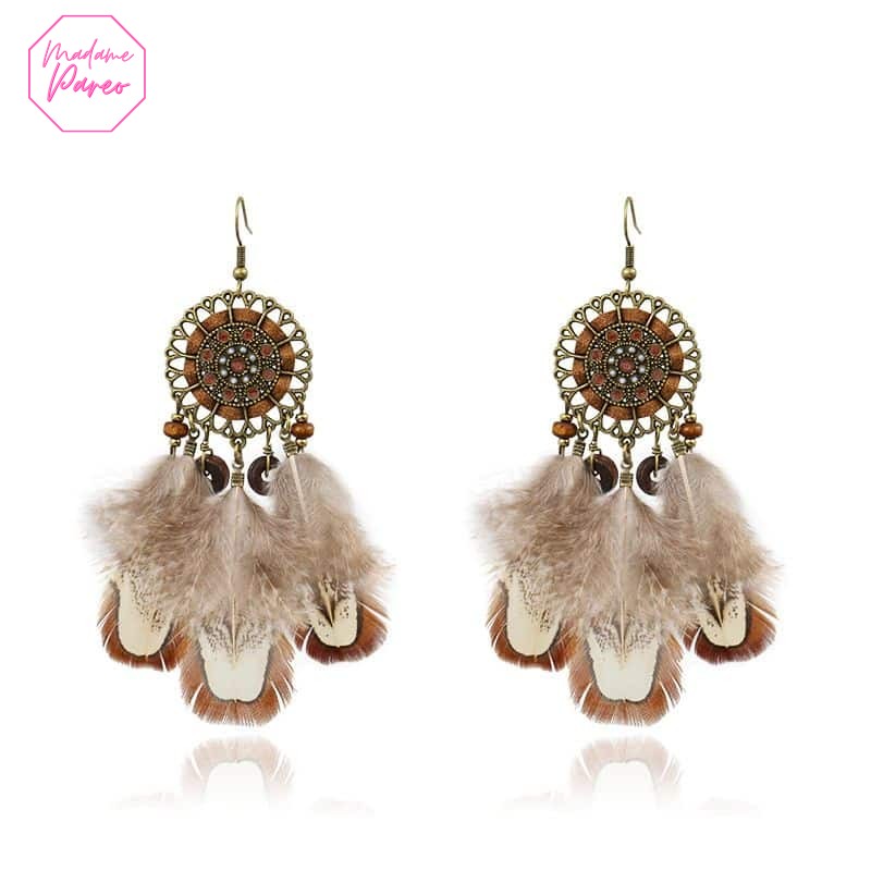 Boucles d’Oreilles Attrape-Rêve à Longues Plumes – Image 3