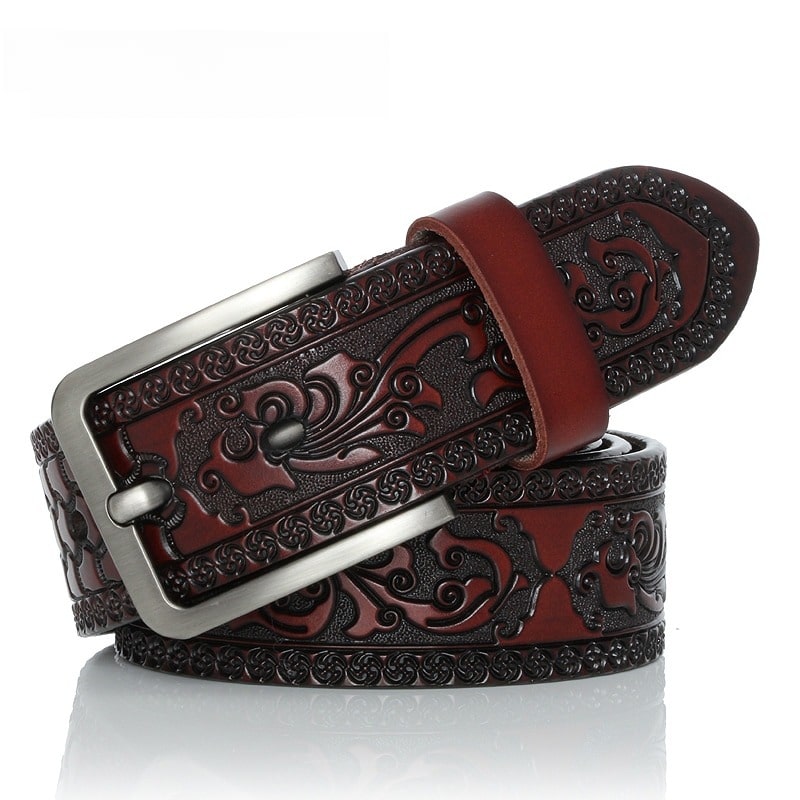 Ceinture en cuir de vache style cow-boy pour hommes – Image 2