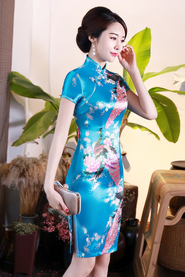 Cheongsam Satin Manches Courtes – Xiaoyan – Image 7