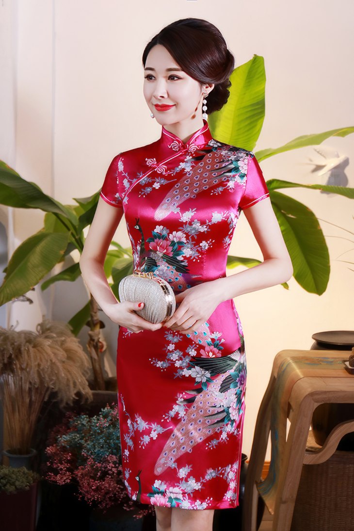 Cheongsam Satin Manches Courtes – Xiaoyan – Image 5