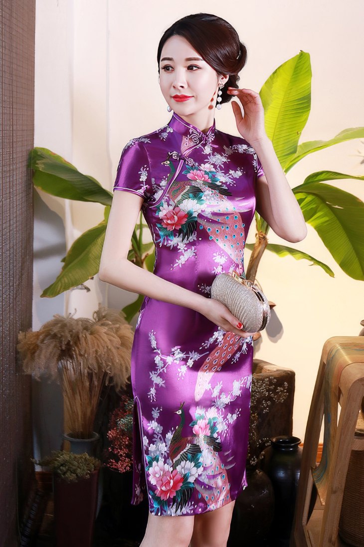 Cheongsam Satin Manches Courtes – Xiaoyan – Image 4