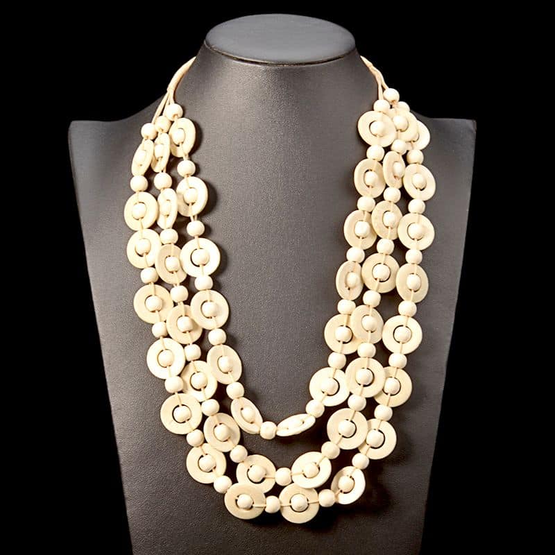 Collier Fantaisie en Bois Style Bohème Vintage – Image 3