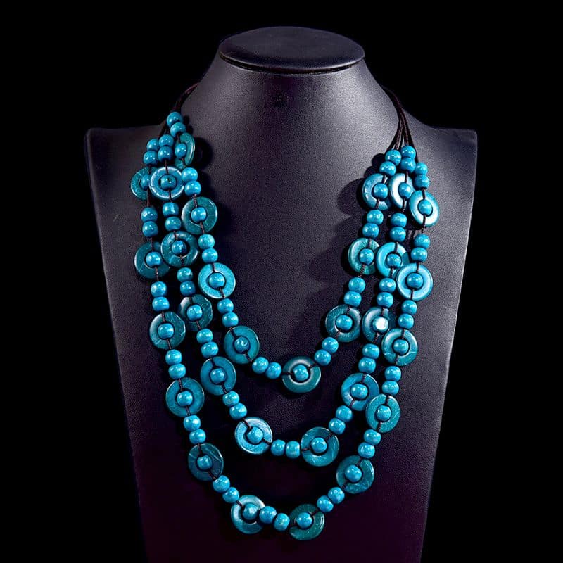 Collier Fantaisie en Bois Style Bohème Vintage – Image 5