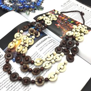 Collier Fantaisie en Bois Style Bohème Vintage