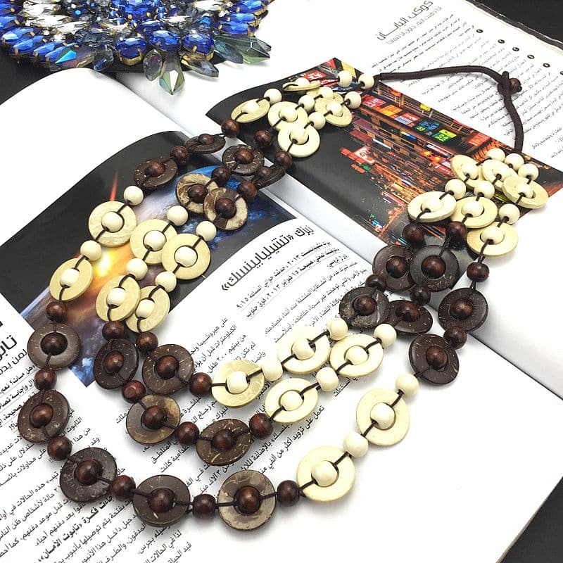 Collier Fantaisie en Bois Style Bohème Vintage