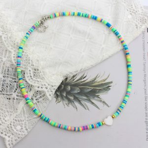 Collier Surfeur Multicolore Pendentif Coeur