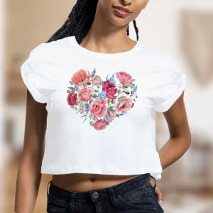 Crop top Femme “Floral” – Le cœur fleuri de l’été🌸💕