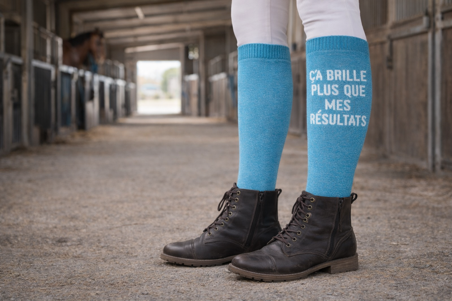 Chaussettes d’Équitation Paillettes à Slogan – Qualité Premium – Ça brille plus que mes résultats – Image 2
