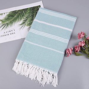 Fouta de Plage Rayures Asymétriques et Franges