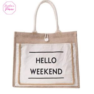 Grand sac de plage en lin décontracté