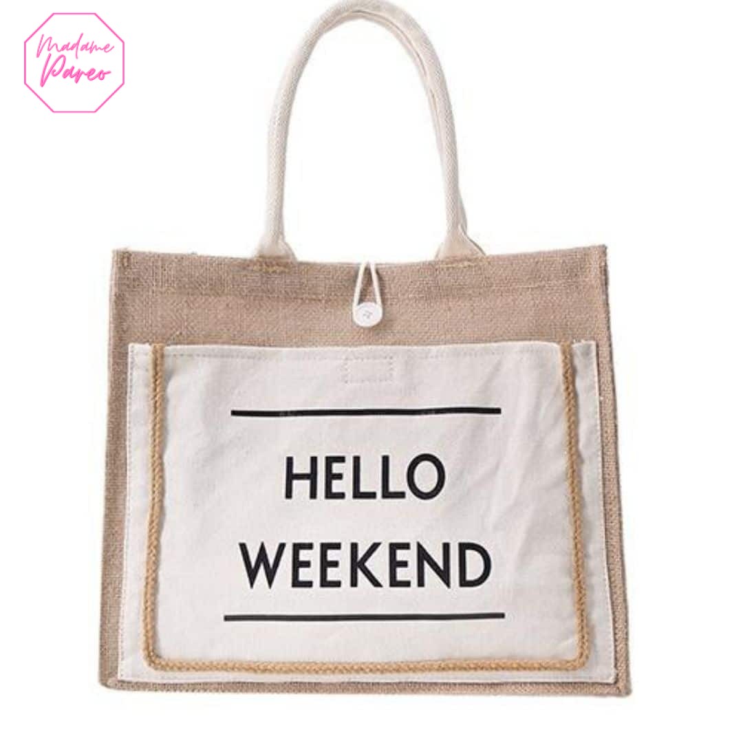 Grand sac de plage en lin décontracté – Image 2