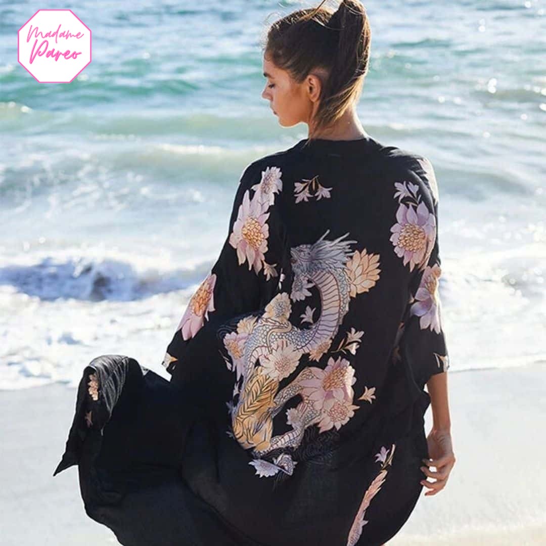 Kimono de Plage Imprimé Japonais – Image 3
