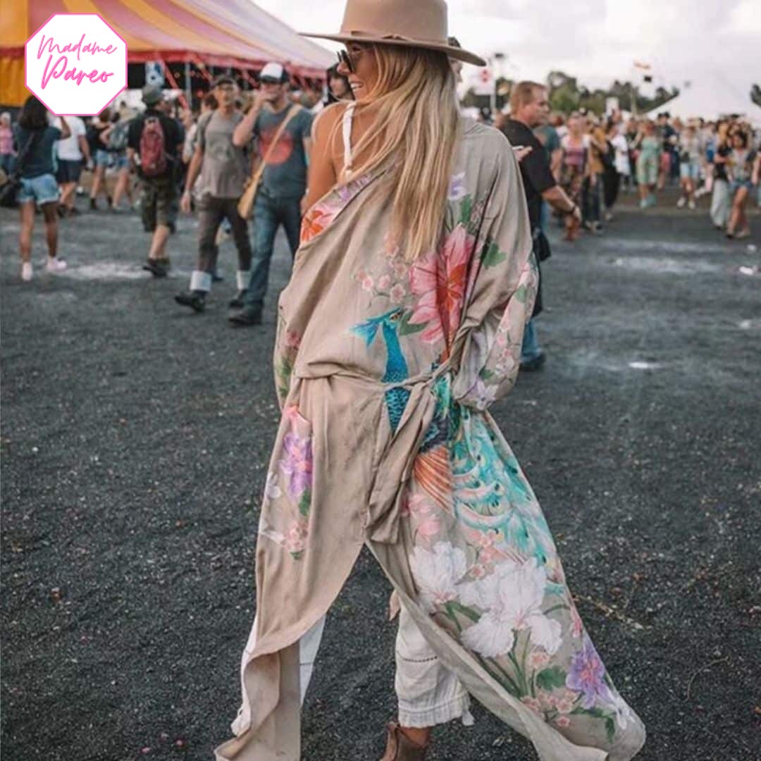Kimono de Plage Manches Larges Effet Floral – Image 6