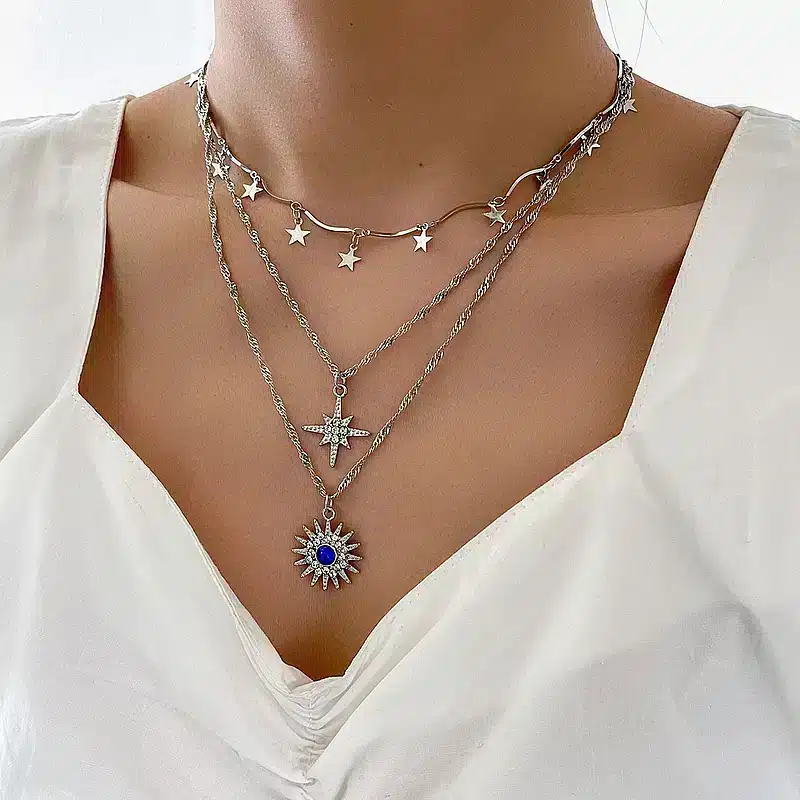 Pack Colliers Fantaisie Multirang Étoile et Soleil – Image 2
