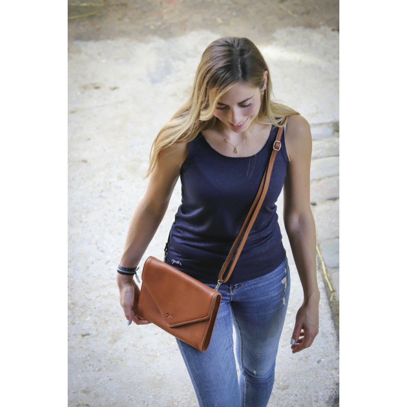 Pochette cuir femme Laure – Pénélope – Cognac – Image 3
