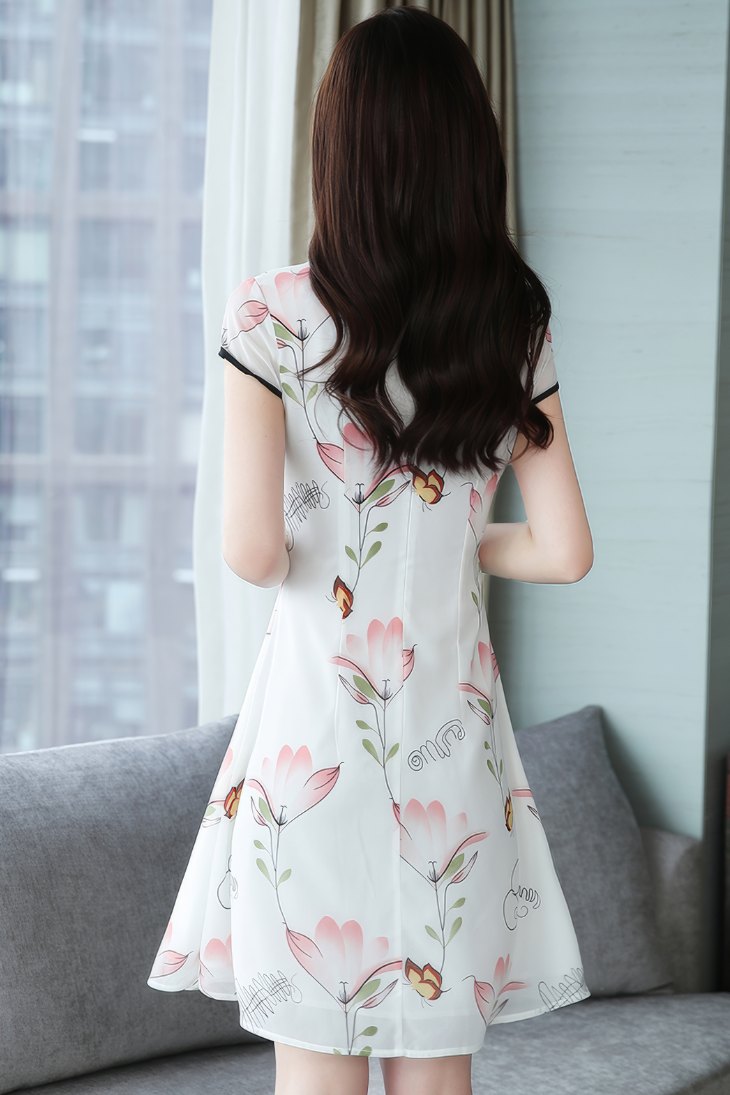 Qipao Courte À Motifs Floraux – Zhiyao – Image 5