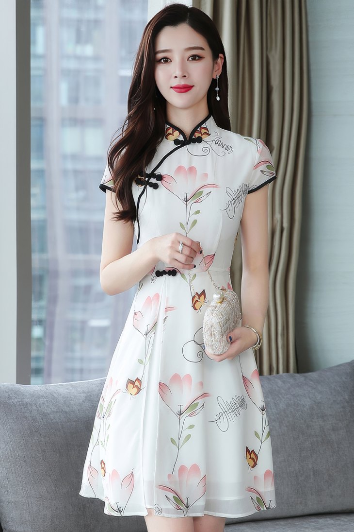 Qipao Courte À Motifs Floraux – Zhiyao – Image 4