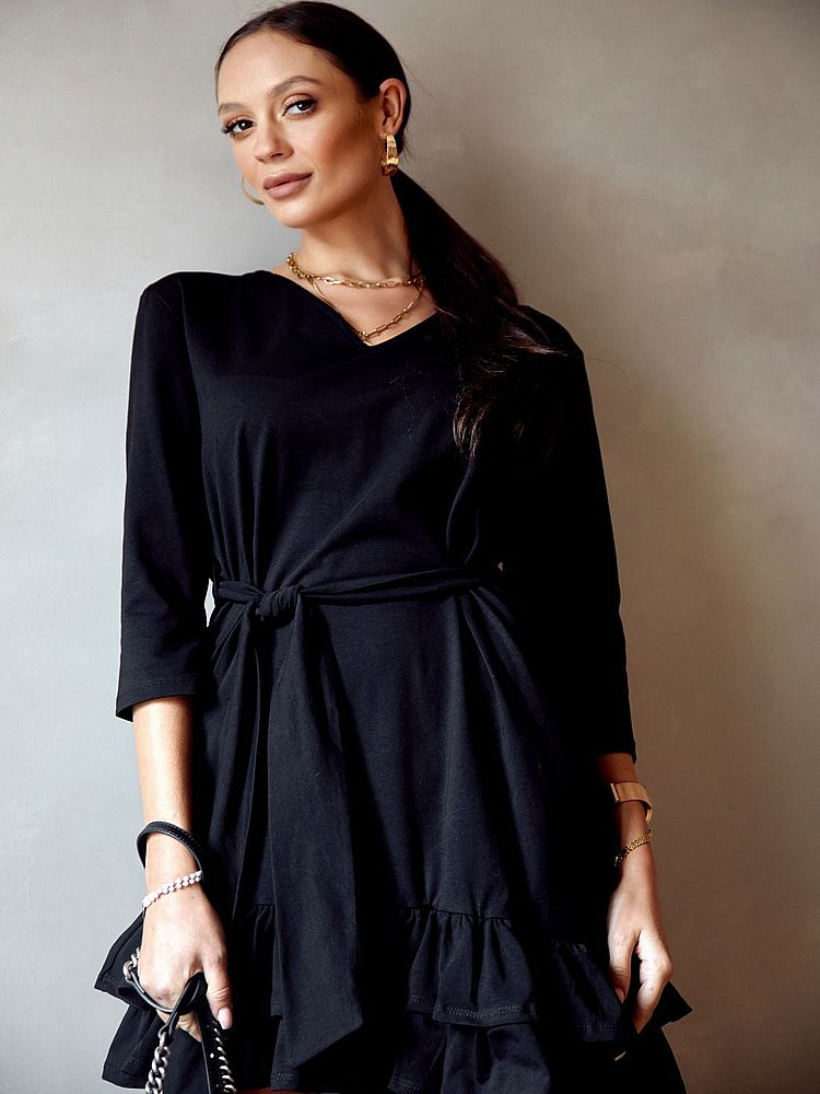 Robe Automne à Volant avec une Ceinture – Image 3