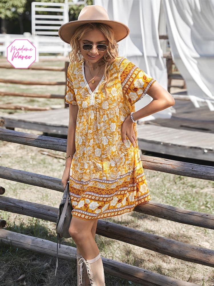 Robe Bohème Courte et Légère à Col en V – Image 5