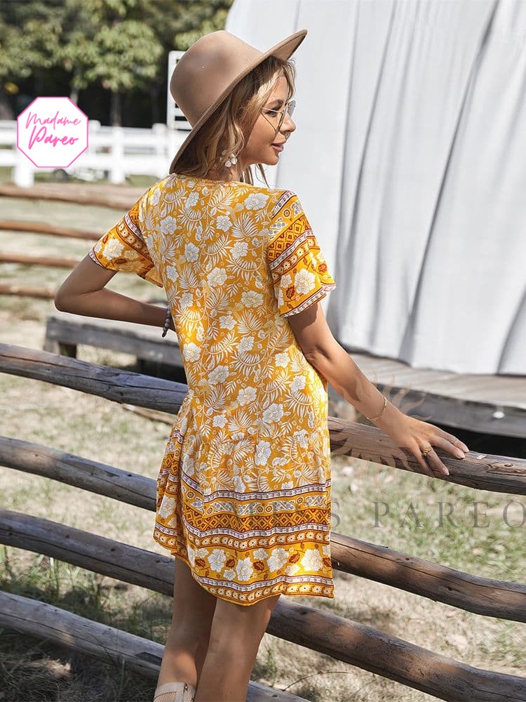 Robe Bohème Courte et Légère à Col en V – Image 6