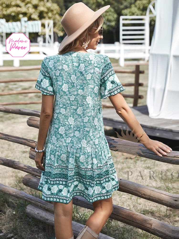 Robe Bohème Courte et Légère à Col en V – Image 8