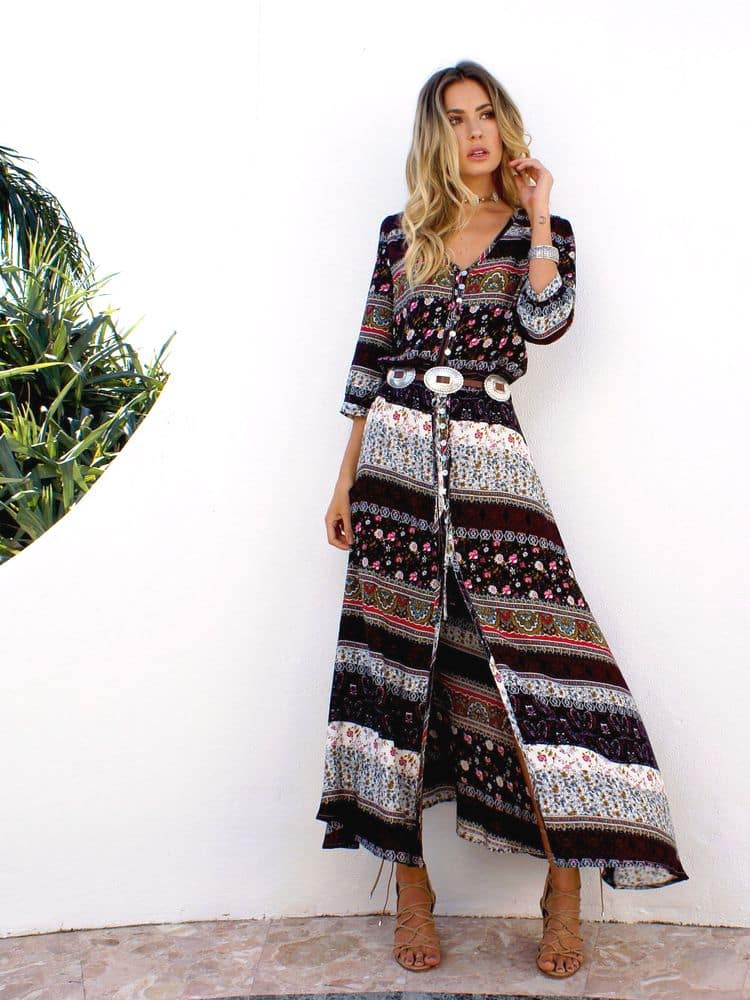 Robe Bohème Grande Taille à Motifs Fleuris – Image 4