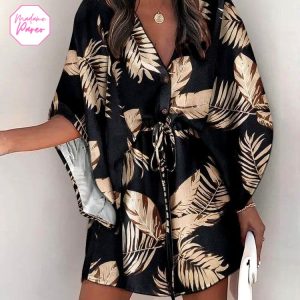 Robe Chemise Courte Manches Chauve-souris