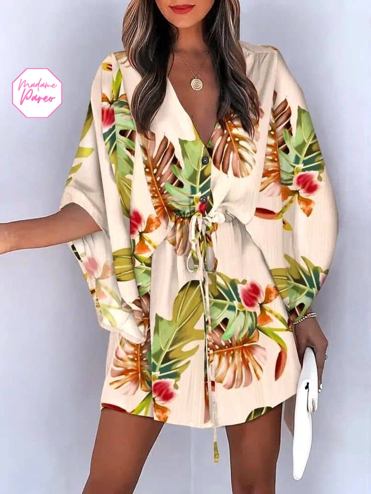 Robe Chemise Courte Manches Chauve-souris – Image 5