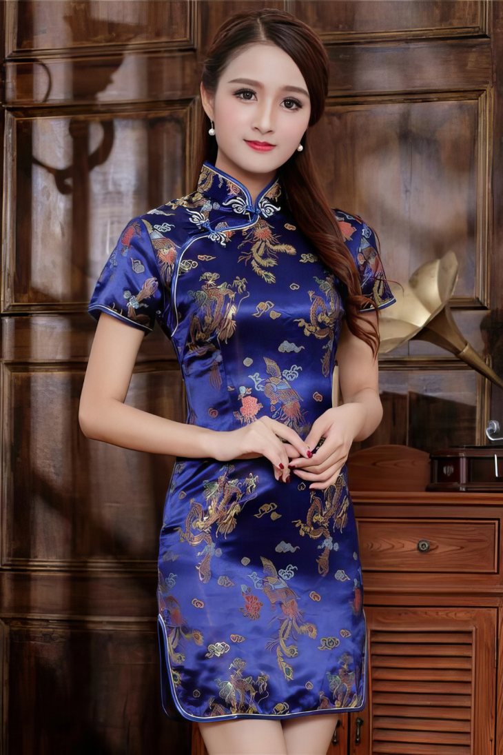 Robe Chinoise Courte À Manches Courtes Dragon – Ting – Image 9