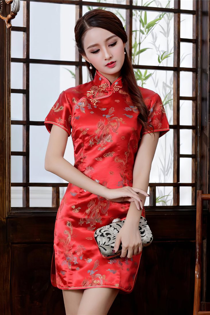 Robe Chinoise Courte À Manches Courtes Dragon – Ting – Image 5