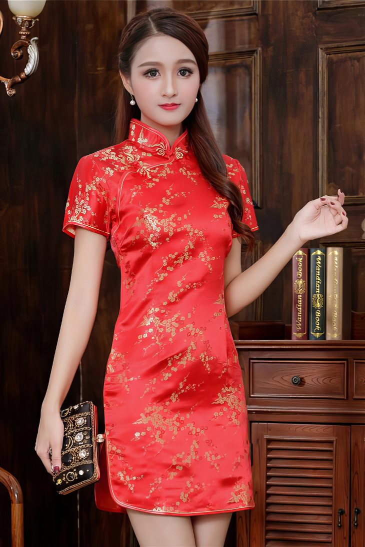 Robe Chinoise Courte À Manches Courtes Dragon – Ting – Image 4