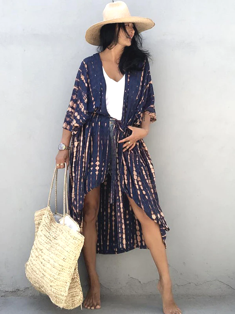 Robe Kimono Tie and Dye Manches Mi-longues – Image 6