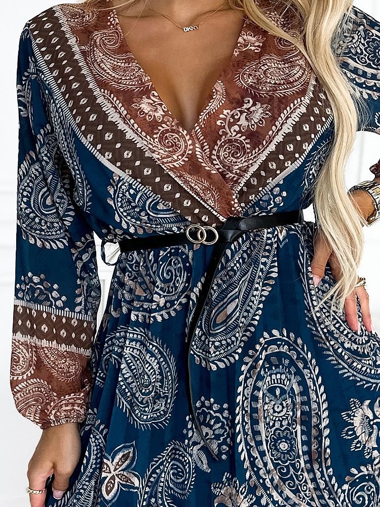 Robe Automne Midi Plissée et Ceinture – Image 3