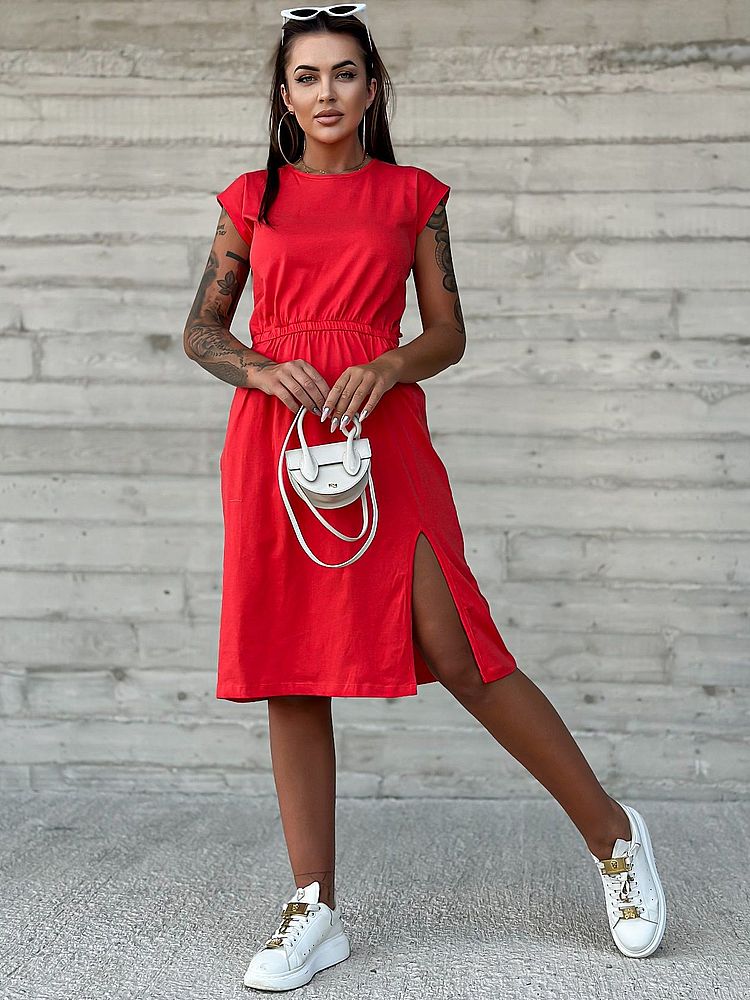 Robe d’Eté Midi en Coton Fendue – Image 5