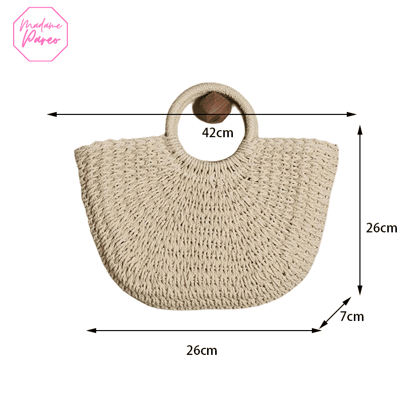 Sac de plage en paille demi lune – Image 3