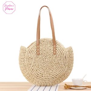Sac de plage en paille fourre-tout