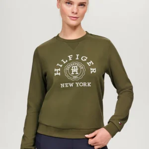 🟩 Sweat Evans Tommy Hilfiger Equestrian – Style universitaire & confort stretch – Olive