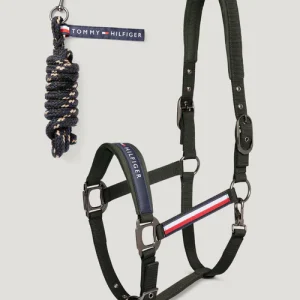 Ensemble licol et longe Yale vert forêt Tommy Hilfiger – Élégance et confort pour cheval
